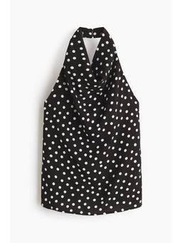 H&M - Women Black Viscose halterneck top