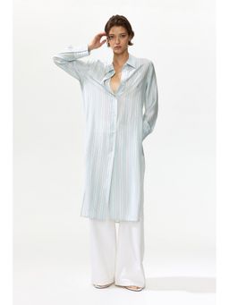 H&M - Women Blue Long viscose-blend shirt