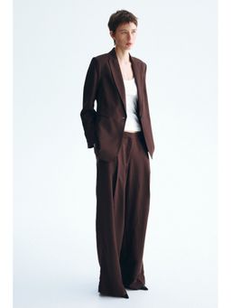 H&M - Women Brown Tailored linen-blend trousers