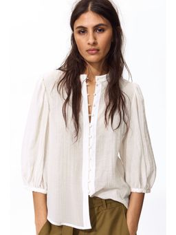 H&M - Women White Balloon-sleeved blouse