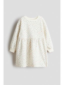 H&M - Girls White Patterned sweatshirt dress