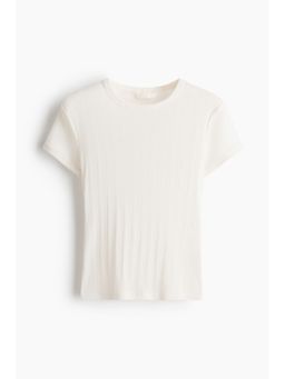H&M - Women White Pointelle-knit T-shirt