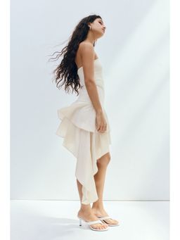 H&M - Women Beige Draped-panel tiered skirt