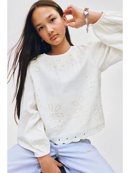 H&M - Girls White Broderie anglaise muslin Top