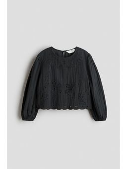 H&M - Girls Grey Broderie anglaise muslin Top