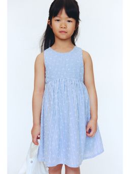 H&M - Girls Blue Bow-detail seersucker dress