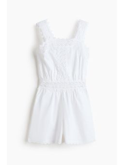 H&M - Women White Lace-detail cotton playsuit