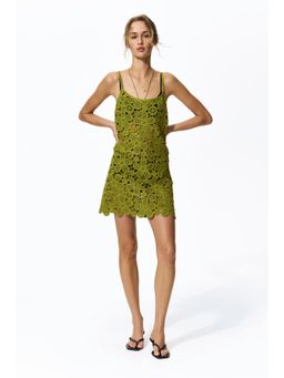 H&M - Women Green Crochet-look mini dress