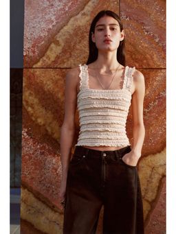 H&M - Women White Lace jersey sleeveless top