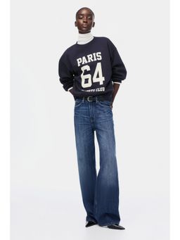 H&M - Women Blue Oversized print-motif sweatshirt