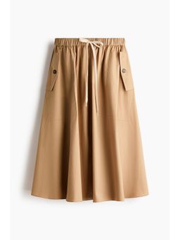 H&M - Women Beige Cotton twill drawstring skirt