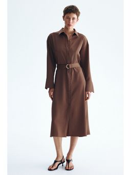 H&M - Women Brown Belted shirt dress