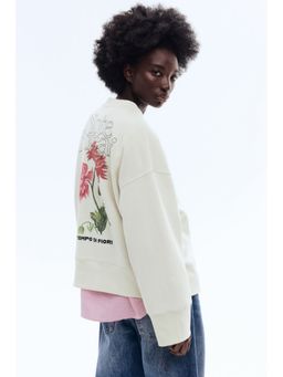 H&M - Women White Printed sweatshirt