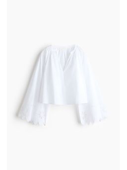 H&M - Women White Broderie anglaise cotton blouse
