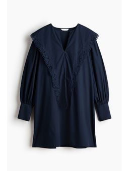 H&M - Women Blue Broderie anglaise cotton tunic