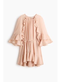 H&M - Women Beige Flounced chiffon tunic dress