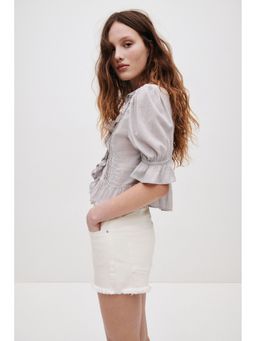H&M - Women White Frayed denim shorts
