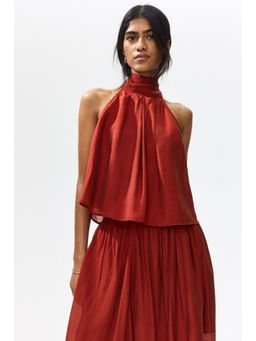 H&M - Women Red Tie-neck top