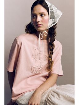 H&M - Women Pink Embroidery-detail T-shirt