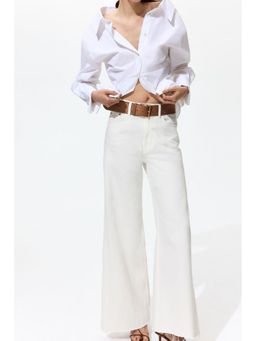 H&M - Women White Wide High Waist Jeans