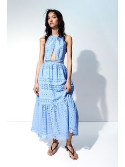 H&M - Women Blue Broderie anglaise poplin dress