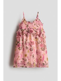 H&M - Girls Pink Flounce-trimmed strappy dress