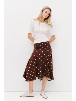 H&M - Women Brown Jersey midi skirt