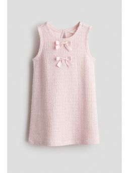 H&M - Girls Pink Bow-detail boucl-weave dress