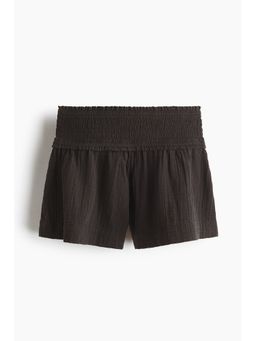 H&M - Women Grey Smocked-waist mini shorts