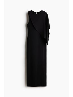 H&M - Women Black Asymmetric cape-detail dress