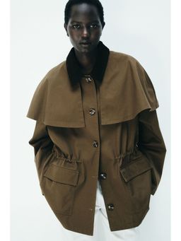 H&M - Women Brown Cape-detail twill jacket