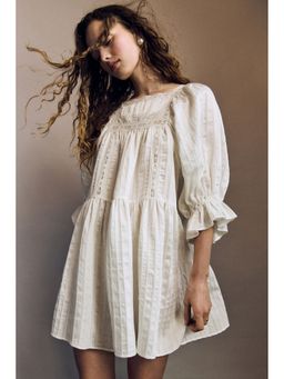 H&M - Women White Puff-sleeved dress