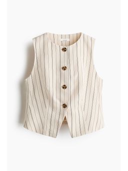 H&M - Women Beige Linen-blend waistcoat