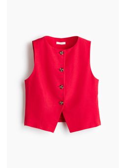 H&M - Women Red Linen-blend waistcoat