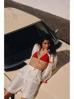 H&M - Women White Oversized linen-blend shirt