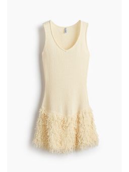 H&M - Women Yellow Fringed knitted dress