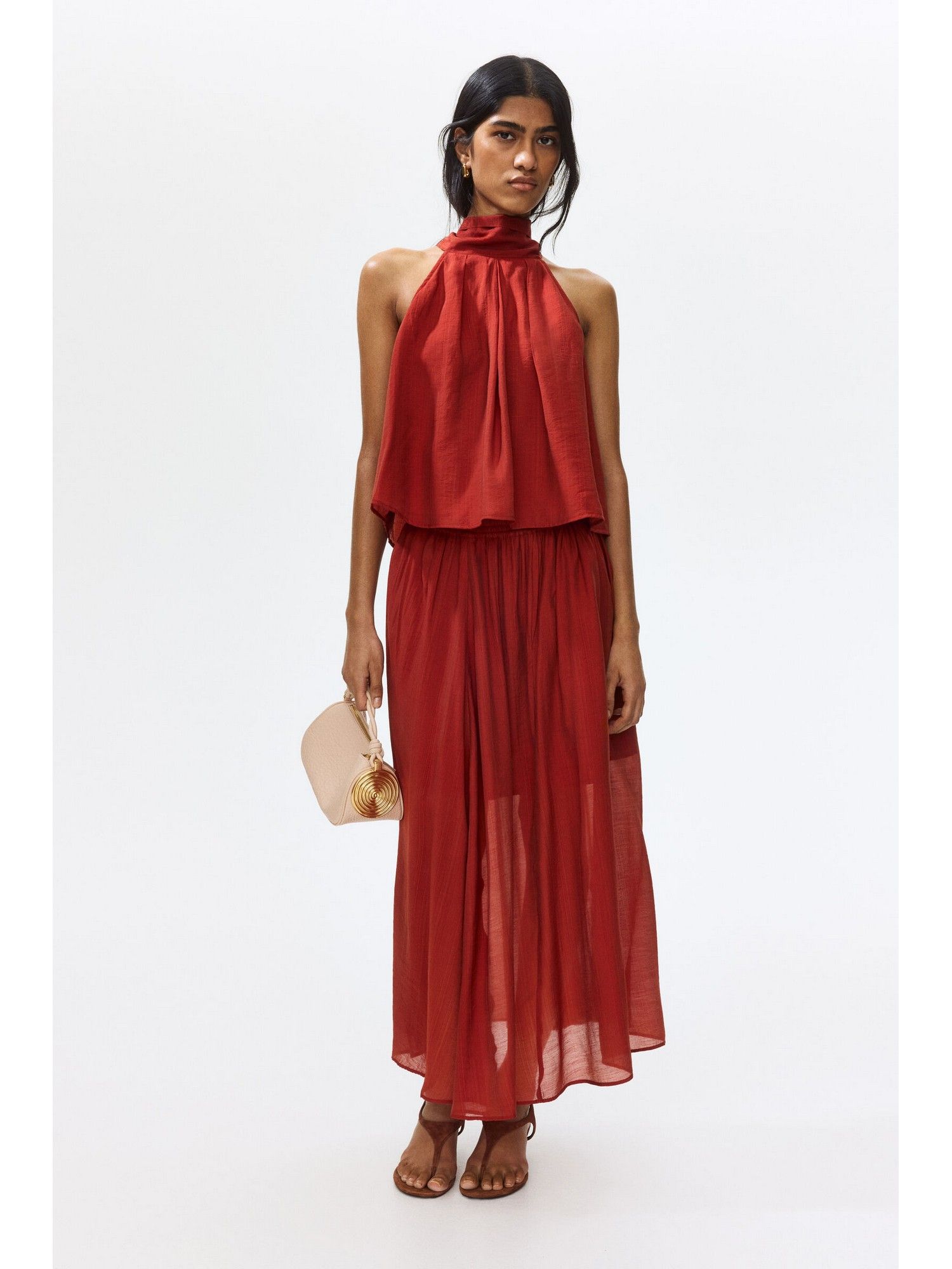 h&m Women Red Circular midi skirt-picture-11