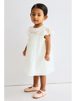 H&M - Girls White Embroidery-detail cotton dress