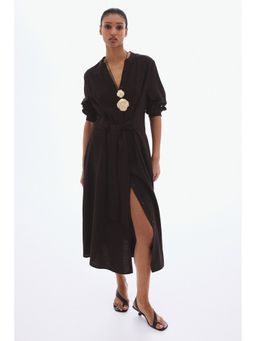 H&M - Women Brown Tie-belt dress