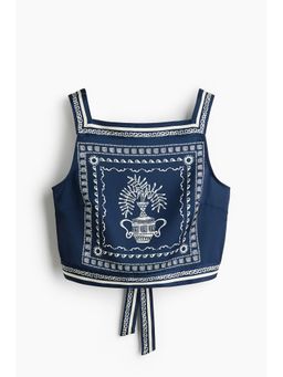 H&M - Women Multi-Color Cropped printed top