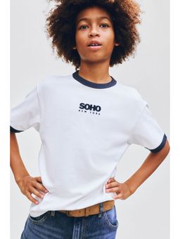 H&M - Boys White Motif-detail T-shirt