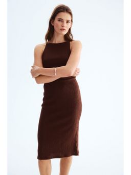 H&M - Women Brown Textured jersey strappy dress