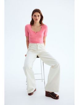 H&M - Women Pink Ribbed viscose top
