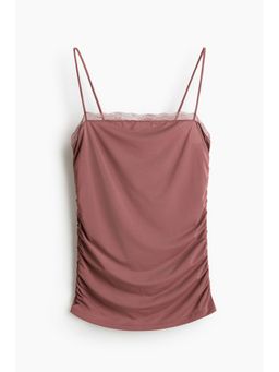 H&M - Women Pink Lace-trimmed strappy top