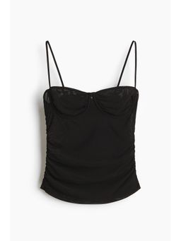 H&M - Women Black Ruched mesh top
