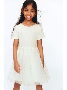H&M - Girls White Flock-print tulle-skirt dress