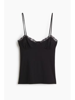 H&M - Women Black Lace-trimmed strappy top