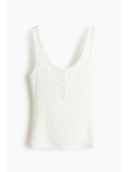 H&M - Women White Ribbed vest top