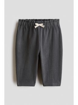 H&M - Girls Grey Textured cotton trousers