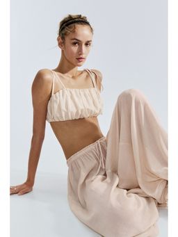 H&M - Women Beige Gathered crop top